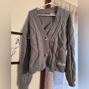 Taylor swift Cozy Gray Cable Knit Cardigan